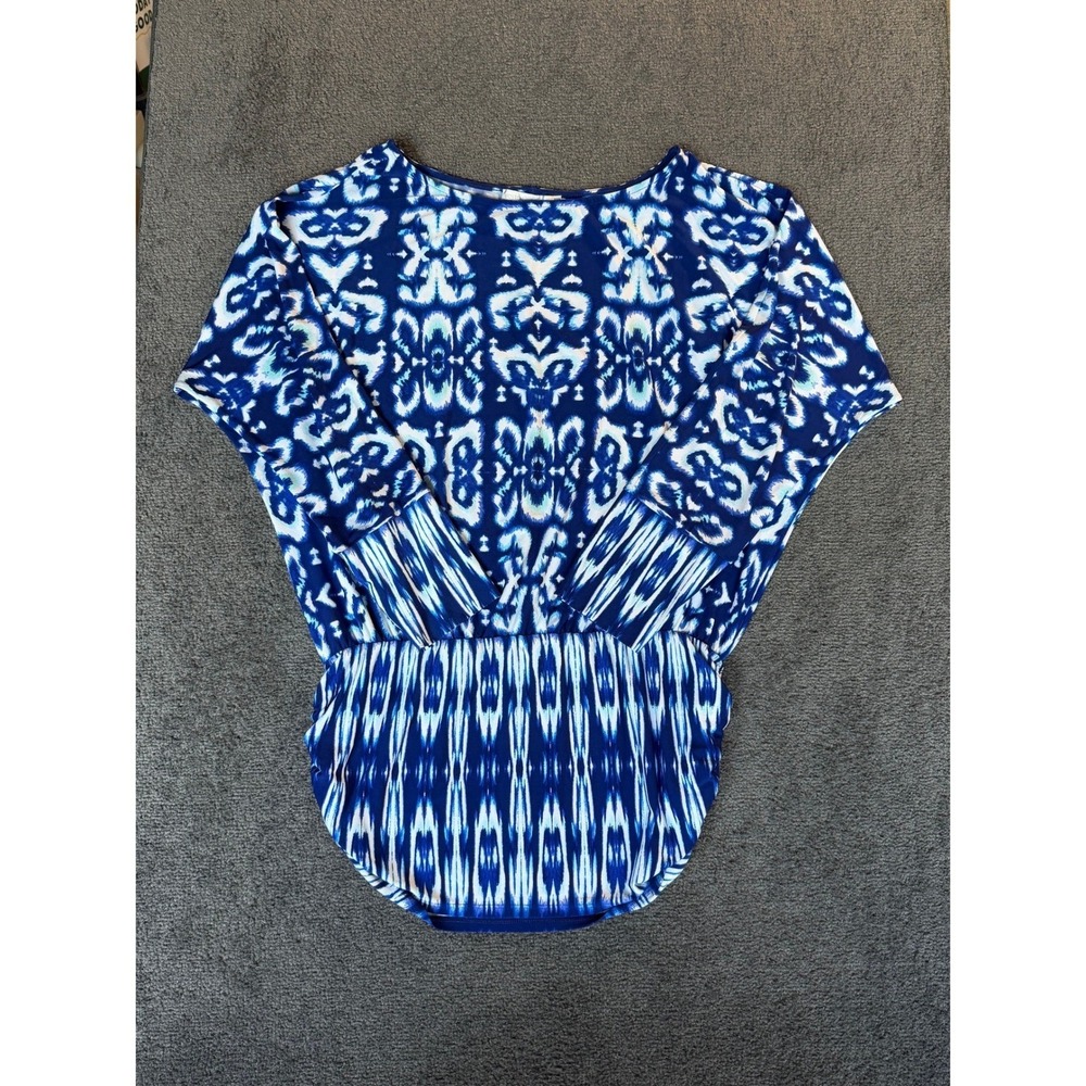 Boston Proper Blue and White Printed Tunic Top